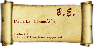 Bilitz Elemér névjegykártya
